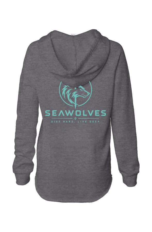 Womens Lightweight  Wash Hooded Sweatshirt