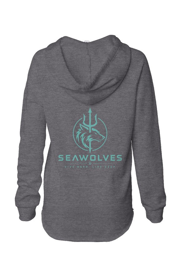 Womens Lightweight  Wash Hooded Sweatshirt