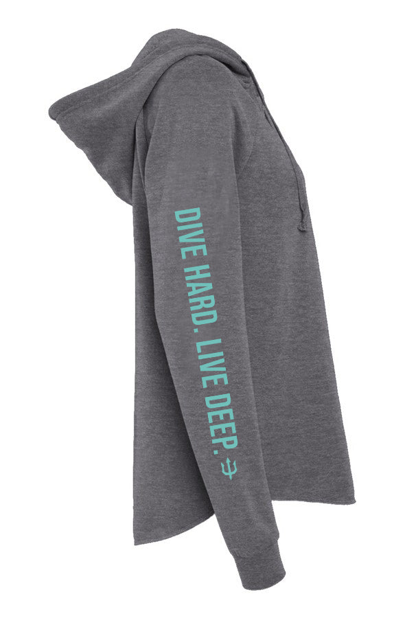 Womens Lightweight  Wash Hooded Sweatshirt