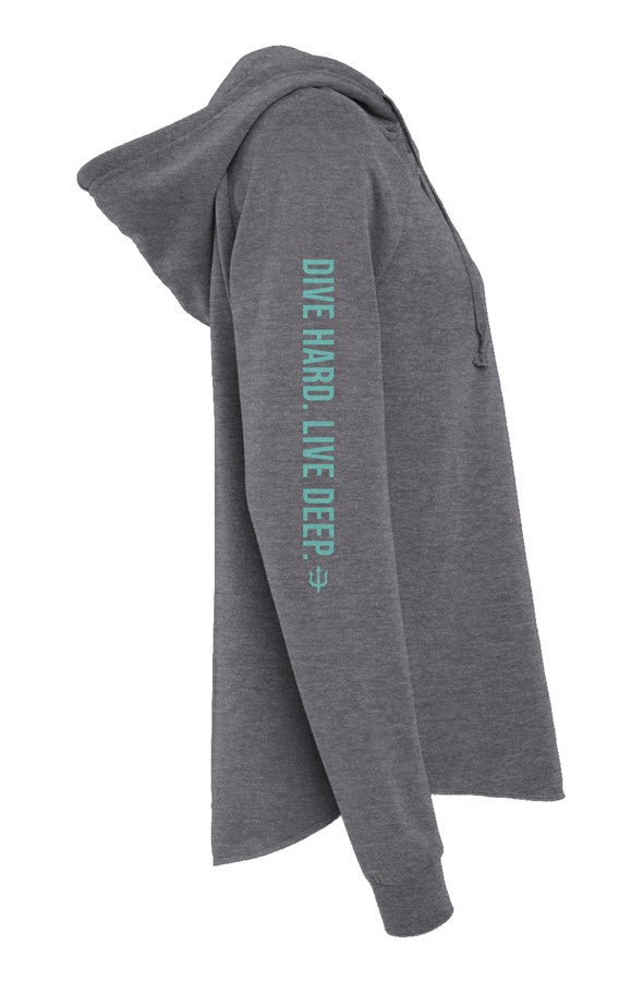 Womens Lightweight  Wash Hooded Sweatshirt