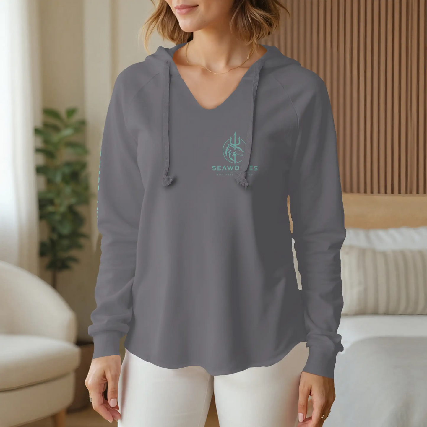 Womens Lightweight  Wash Hooded Sweatshirt